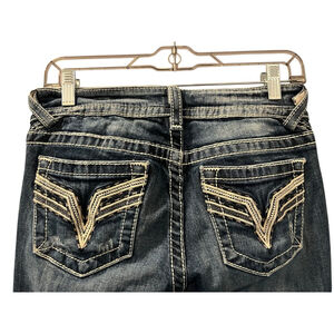 Miss Me The Chelsea Straight Leg Embroidered Embellished Blue Jeans Size 4 Denim